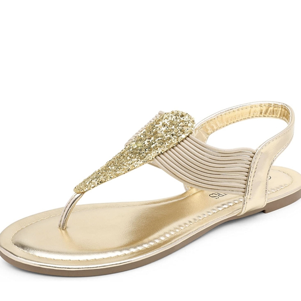 Gold glitter sandal thongs